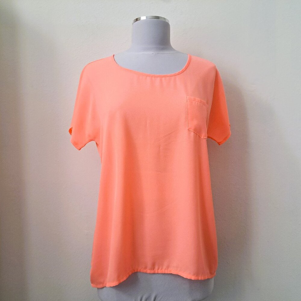 Zenana Outfitters Women  Basic Top Short sleeve Size L Coral Pink